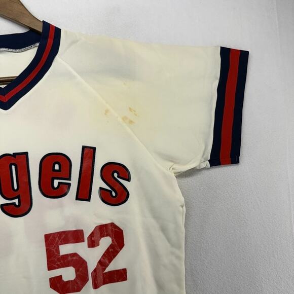 Vintage California Angels Jersey Mens XL White Sand Knit Nylon Brown #52 Stained - Picture 4 of 15